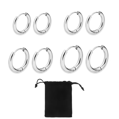 ZKSXOA Petites Boucles d'Oreilles Créoles Pour Femme Homme Acier Chirurgical Cartilage Huggie Piercing Oreille Lobe Daith Helix Piercing Hoop Hinged Boucles d'Oreilles Dormeuses 6/8/10/12mm