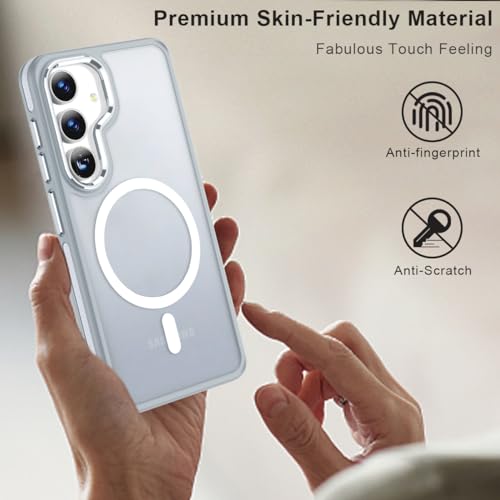 Image of MALEWOLF Magnetic Case for Samsung Galaxy S24+ Plus 5G, Color Match Cover [Compatible with Magsafe] [Military Drop Protection] Anti-Slip Soft TPU Edge Phone Case for Galaxy S24 Plus (Grey /White)