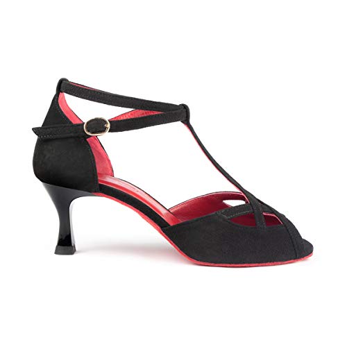 Chaussures de danse femme PortDance salsa tango PD505, talon 5cm taille 34 noir rouge