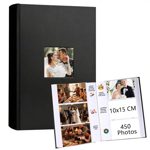 Ruibytree Album photos 15x10 cm pour 450 photos avec espace pour écrire, couverture en cuir avec...