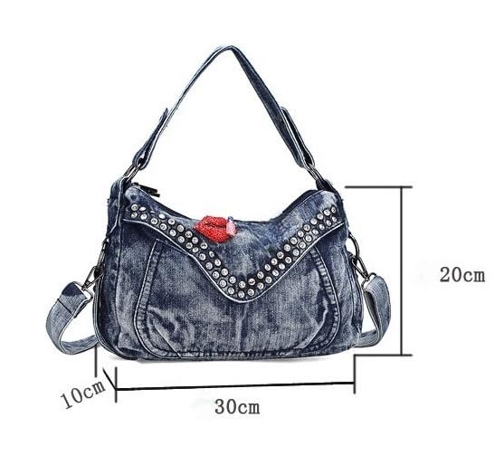 Washed Denim Purse for Women Shoulder Bag Jeans Crossbody Messenger Bag Handbag Vintage Style Bag3