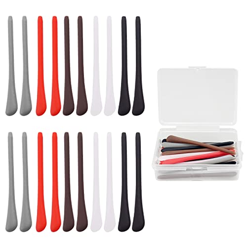 Lot de 10 paires d'embouts en silicone antidérapant pour lunettes de soleil en métal fin avec boîte de rangement (5 couleurs) Cover