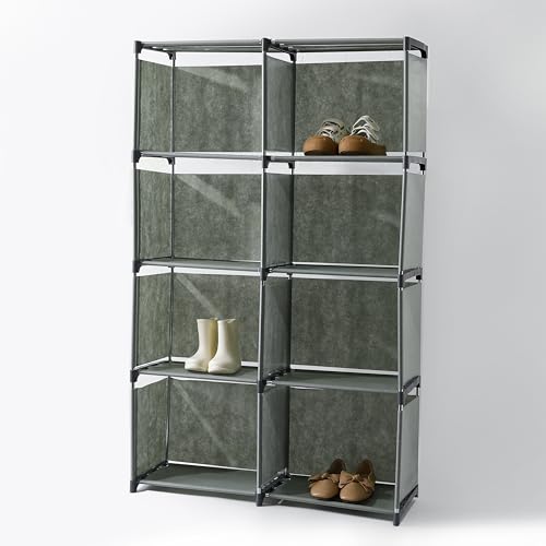 Image of Kuber Industries (Pack of 5) 8 Layer Book Rack | Book Cabinet Shelves for Bedroom Office Living Room | Storage Shelve for Books Storage Organizer | Adjustable Shelf Rack | SJ88G | Grey