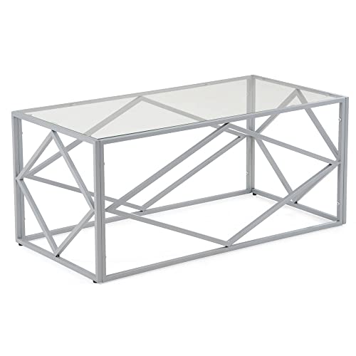 DecoInParis Table Basse Design en Verre et métal rectangulaire Elio Cover