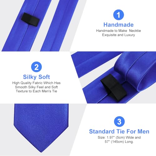 URAQT Satijnen stropdas voor heren, elegante stropdas 5 cm voor heren, klassieke bruiloftsstropdas voor kantoor of feestelijke evenementen - Afbeelding 4