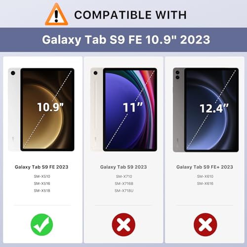 Image of MoKo Case for Samsung Galaxy Tab S9 FE 5G 10.9-Inch 2023, Multi-Angle Stand Case Cover for Galaxy Tab S9 FE (SM-X510 /SM-X516 /SM-X518) with S Pen Holder, Auto Wake /Sleep, Front Pocket,Denim Grey&Brown