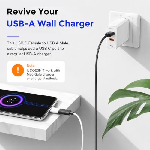 Image of Verilux USB C Extension Cable, 3.3Ft USB A 3.0 Male to Type C 3.1 Female Cable Support Fast Charging, 5Gbps Data Transfer for iPhone 17 /16 /15, Galaxy S26 /S25 /S24 (Not Support Video Output)