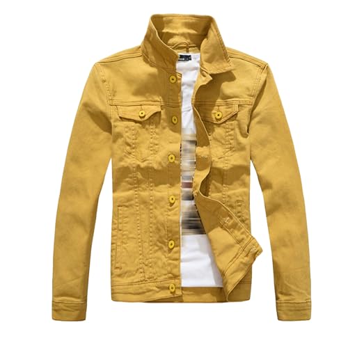 JEKE-DG Men's Button Down Vintage Jean Jacket Comfortable Classic Denim Jacket Trucker Casual Slim Fit Jacket Coat