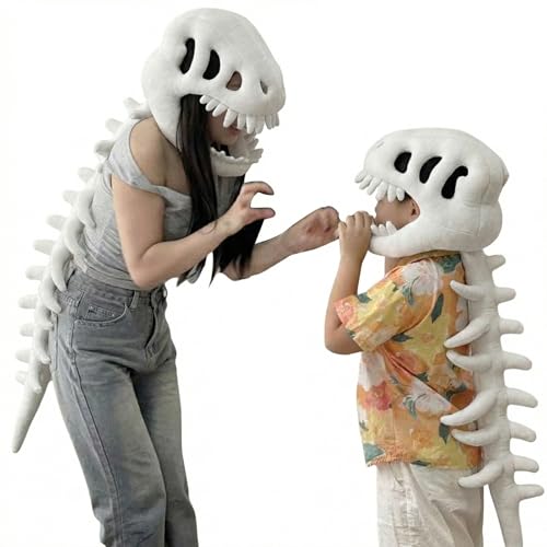 Costume de squelette de dinosaure 3D avec capuche peluche douce