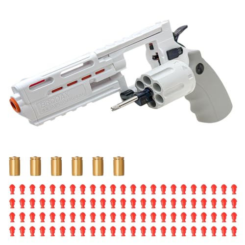 Image of Toy Revolver Gun with 100 Soft Bullets,24 Shells, Gun Fidget Toy, Christmas Birthday Gifts for Boys Kids Age 8+