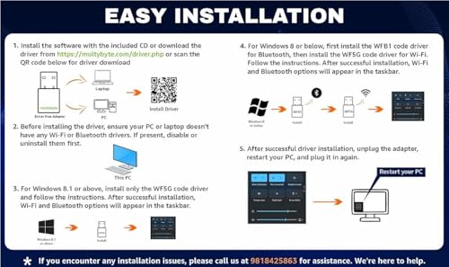 Image of Multybyte USB Bluetooth WiFi Adapter with Bt 4.0 & AC150Mbps | Wireless Nano USB 2.0 Network Adapter for Laptop Desktop PC Wi-Fi Dongle Compatible with Windows, Mac OS X, Linux Supported -Black