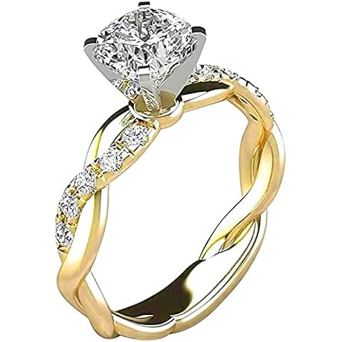 iLH Clearance Deals Rings,Silver Ring Womens Diamond Engagement Wedding Band Rings Jewelry Gift for Moms (Gold, 7) Cover