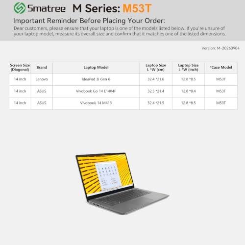 Image of Smatree M53T 14 inch Hard Laptop Sleeve for Lenovo IdeaPad 3i Gen 6