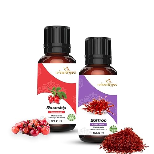 Image of Pure Combo Of 2 Essential oil For Hair & Skin Natural Therapeutic Grade & Undiluted Oil 15ML (Rosehip-saffron)