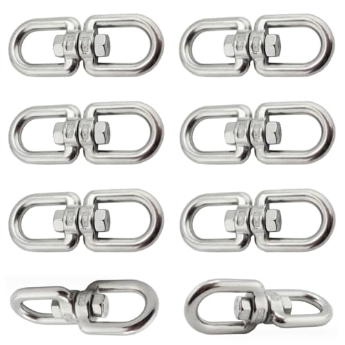 6 Piezas Ganchos Giratorios M6 Anillo Giratorio de Acero Inoxidable 304 Gancho de Ojo Giratorio de Doble Extremo para Colgar Sillas Columpios Sacos de Arena Cadenas Cuerdas