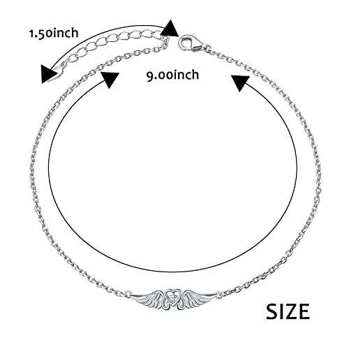 Image of FLYOW S925 Sterling Silver Anklet for Women Summer Boho Beach Charm Adjustable Foot Ankle Bracelet Jewelry Birthday Gift