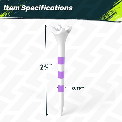 SAPLIZE Camisetas de golfe de 4 garras atualizadas, pacote com 100 (2-3/10.2 cm), projetadas para re