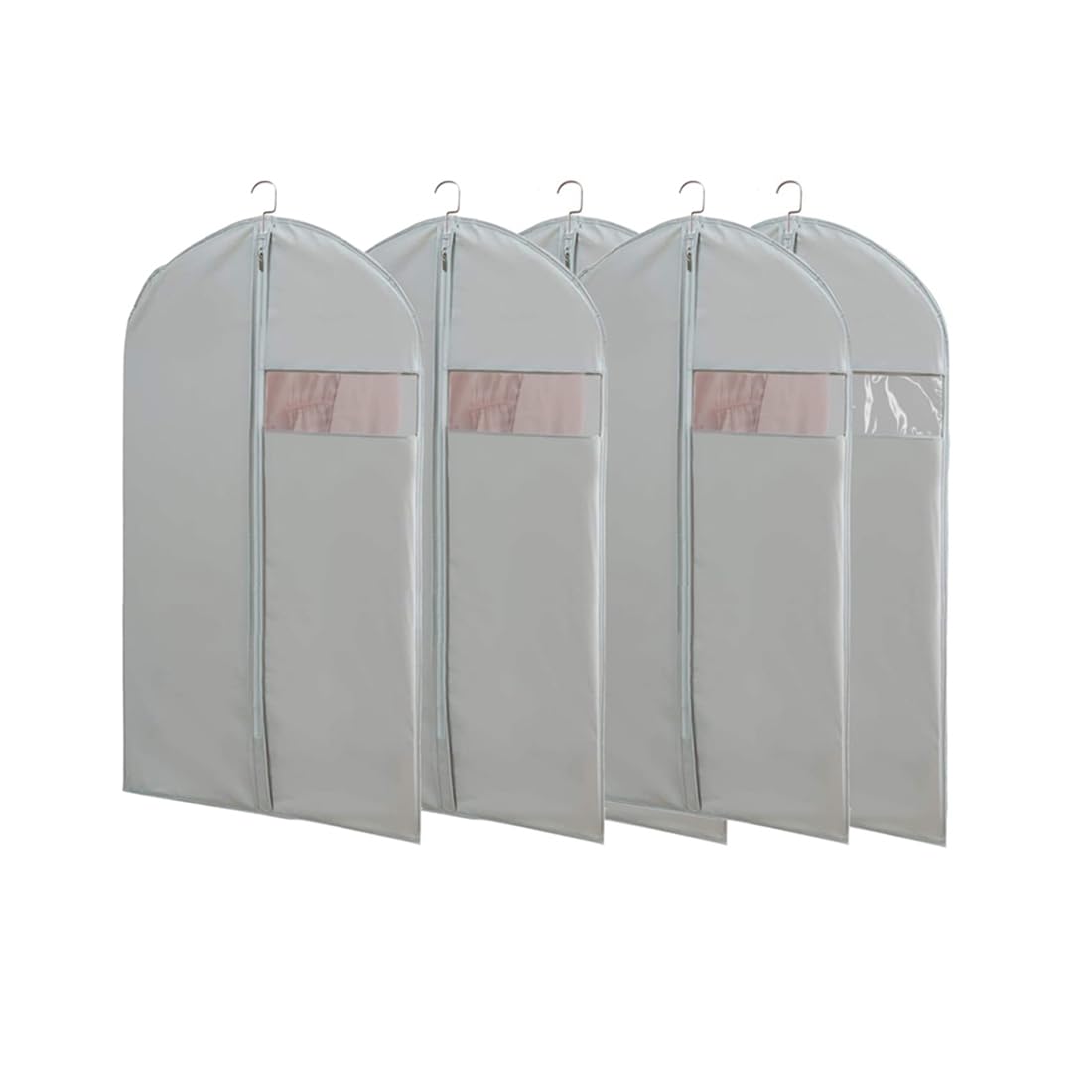 XIANTIAN Clothes Protector Bags Dustproof Clothes Covers Moth Proof Coat Covers with Zip， (Set of 5) Foldable Washable Clear Lightweight Garment Bags (grey, 60x100)
