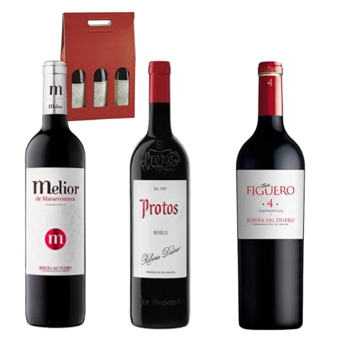 Pack Botellas de Vino: Protos Roble, Figuero 4 y Melior Matarromera - Vinos Tintos Ribera del Duero - Selección ENOVINOS