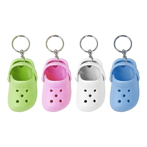 CORTNEY 4 Pcs Mini Croc Keyring, Cute Shoe Charms Keychain Pendant, Keyrings for Bag, Ladies Mini Slippers Small Hole Pendant Accessories, Bag Pendant Accessories for Keys Bag DIY Gifts