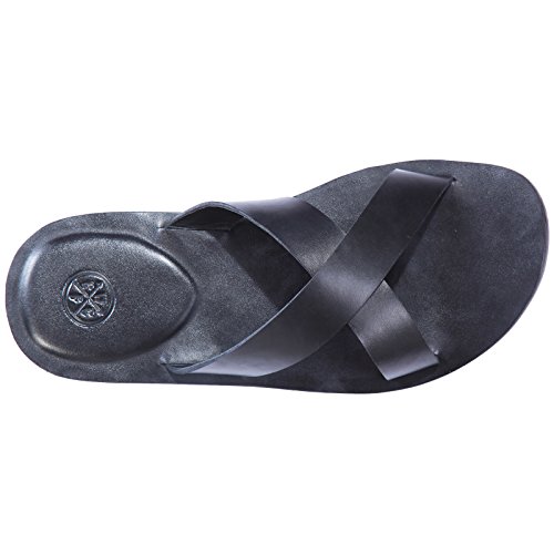 WCFC Men's Black Leather Thong Sandals (Tuscany T01-06), 6