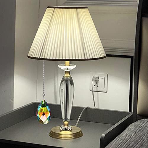 Image of 2pcs Crystal Prisms Ceiling Fan Pull Chain Ball Chain Connectors Crystal Pendant Ornament
