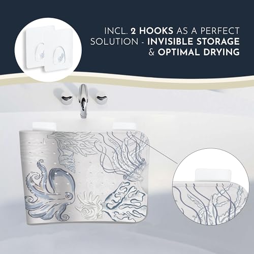 Homerella Baby Bath Tub Mat | Anti Mold Mildew Resistant Non Slip Kids and Adult Bath Tub Shower Mats | 40x16 inch Long with Suction Cups for Secure Grip Hooks for Storage & Drying | Machine Washable