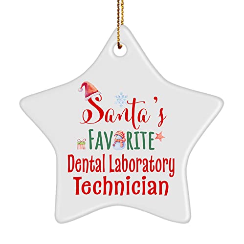 Santa's Favorite Dental Laboratory Technician Ornament - Star Shaped - Gifts for Christmas Tree Birthday Party Decor - Boss Coworker Manager Office Colleague Male Female Dad Mom