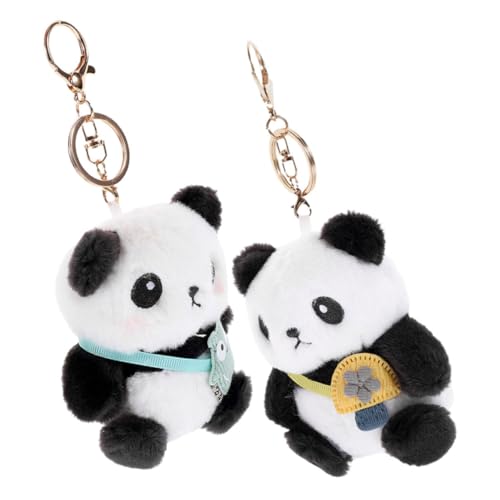 Cabilock 2Pcs Lovely Plush Panda Keychain Cartoon Doll Keyring Cute Decorative Bag Pendant for Keys Backpacks and Birthdays and Special Occasions