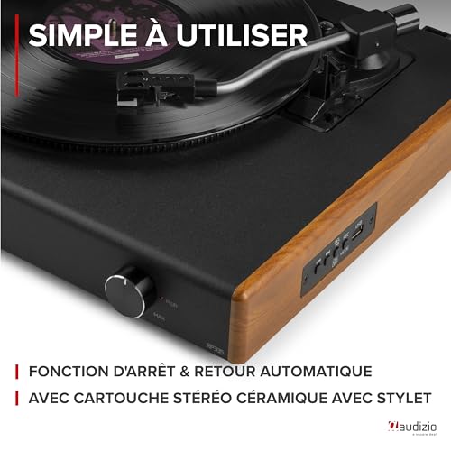 Audizio RP335 Platine Vinyle Bluetooth avec Enceintes 2x40W, Design Élégant, Lecture USB, 3 Vitesses, Fonction Enregistreur, Idéal pour Les Audiophiles et Collectionneurs de Vinyles - Les Beatles, Paul McCartney, John Lennon, RIngo Starr, George Harrison Audizio RP335 Platine Vinyle Bluetooth avec Enceintes 2x40W, Design Élégant, Lecture USB, 3 Vitesses, Fonction Enregistreur, Idéal pour Les Audiophiles et Collectionneurs de Vinyles – Image 4