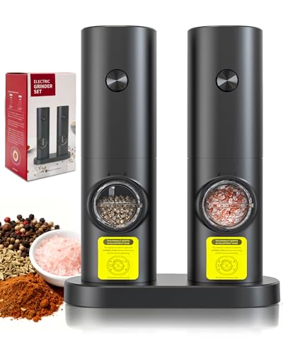Nicefox Electric Salt and Pepper Grinder Set, Upgraded Automatic Battery Pepper Mill Shakers with...