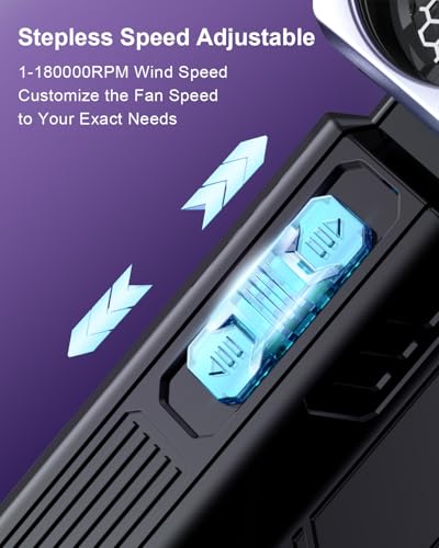 Compressed Air Duster, 1-180000 Adjustable Speed Super Power Cordless Air Duster Turbo Mini Blower with Rechargeable for PC Cleaning Kit Keyboard Cleaner Dust Blower for Computer House Outdoor and Car - Image 3