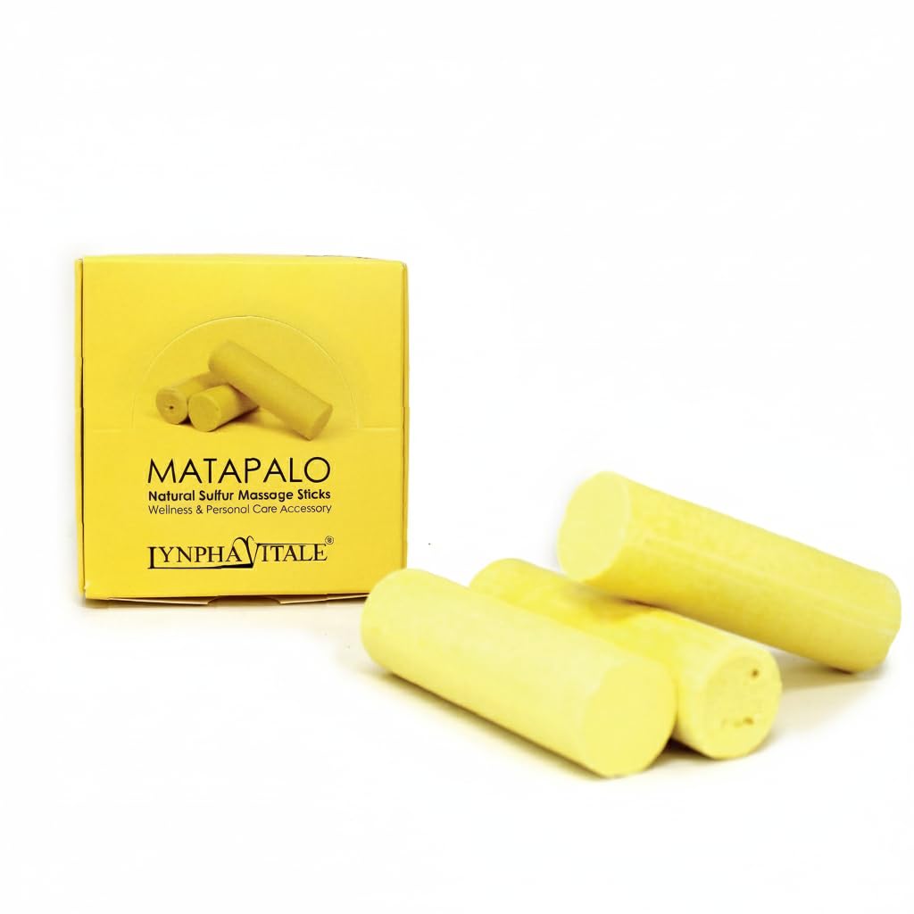Sulphur Rods - Natural Sulfur Bars for Pain - Suitable for Neck Massage, Muscle Massage, Cervical Block and Joint Pain - 99,9% Natural Sulfur Sticks for Ayurvedic Massages - Q.ty 3