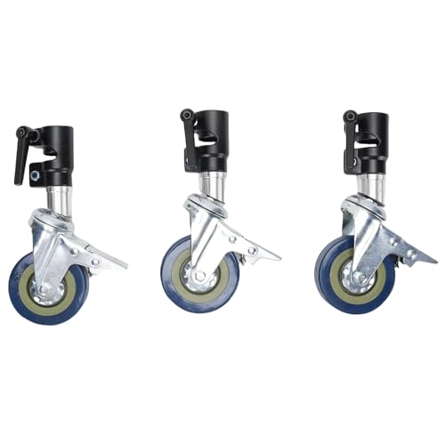 Ruote a Base di Luce di Fotografia in Metallo 3 Pc con Blocco del Freno Calze Tranquille a 360 ° per Supporto Luminoso 25 Mm - Set di per la Luce Foto Regolabile