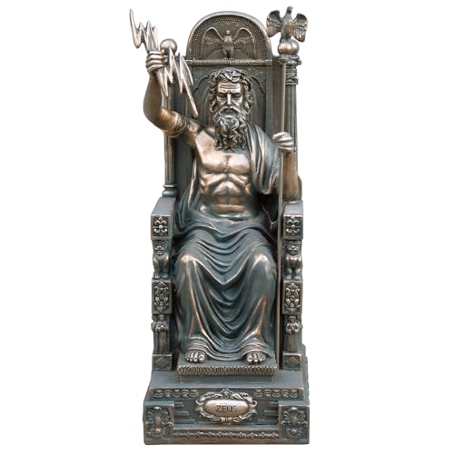 Estatua de Zeus sentado tono bronce 16 pulg