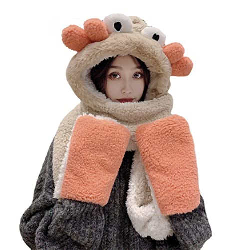 Gorro bufanda 3 en 1 de dibujos animados ideal para paseos invernales y nieve