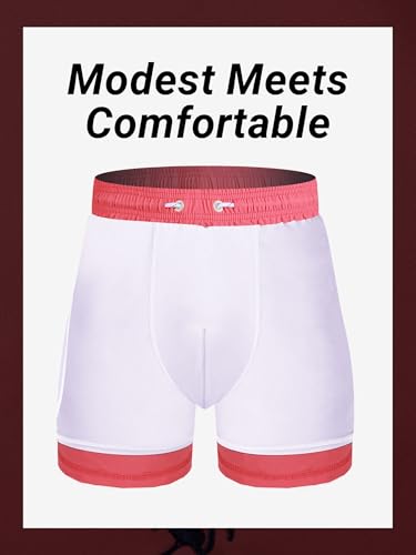 Arcweg Mens Swimming Trunks 2 in 1 with Boxer Liner 5.5" Quick Dry Swimwear Bathing Suit Swim Shorts with Zipper Pockets M(US) Flamingo - image 4