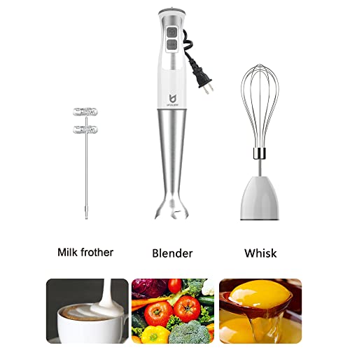 Immersion Hand Blender, UTALENT 3-in-1 8-Speed Stick Blender with Milk Frother, Egg Whisk for Smoothies, Coffee Milk Foam, Puree Baby Food, Sauces and Soups - White image 4