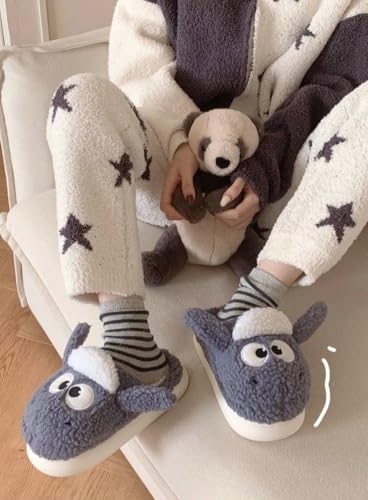 Alpaca Slippers for Women Men Fluffy Winter Cartoon Home Shoes with Memory Foam Fuzzy Plush Bedroom Slides, Warm Soft PVC Sole Indoor/Outdoor3