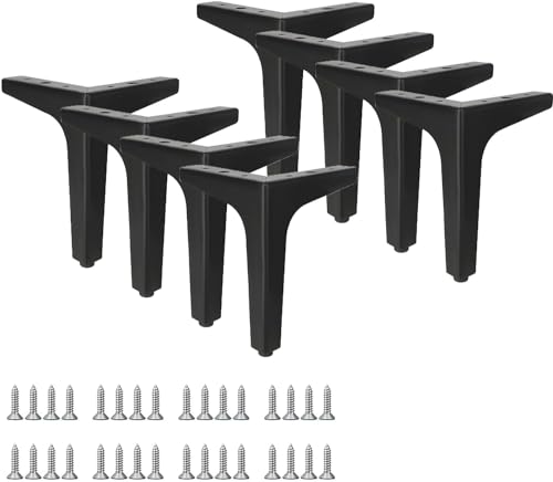 DYOUen 8 patas de muebles de metal negro para sofá, soporte de mesa de hierro forjado, patas para muebles, carga de hasta 800 kg, para muebles de TV, armario (8, 17 cm), safzxc+202020