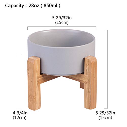 Ceramic Elevated Raised Cat Bowl with Wood Stand No Spill Pet Food Water Feeder Cats Small Dogs - Image 3