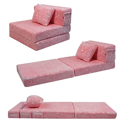 MeMoreCool Sofá cama para niños, silla plegable para niños, colchón de suelo para niños que brilla en la oscuridad, sofá modular de juego para bebé, cama de invitados plegable para niños, colchón