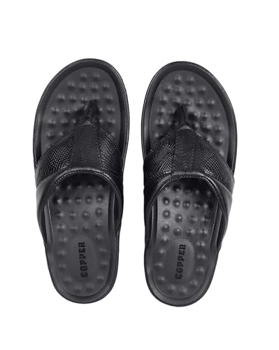 Image of COPPER Men's premium Genuine Leather Cushioned Insole Chappals | slip Resistant slippers Fashionable Lightweight Comfortable Daily And Formal Wear Every Day use AMERICAN - 4446