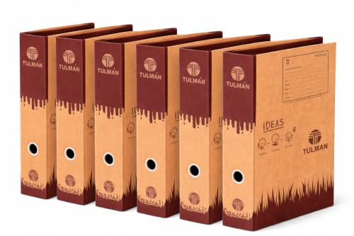 Image of TULMAN Lever Arch Binder Box File Folder (Pack of 6) | A4 & Legal Size Document Organizer | 35 x 9 x 28 cm Khakhi Certificate Holder | Heavy Duty Office & School File Storage