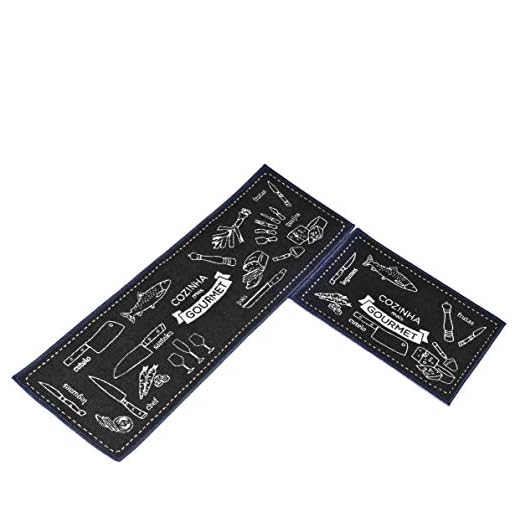 TankerStreet 2 Piezas Alfombras de Cocina Antideslizante Alfombra de Casa Moderna Patrón Alfombra Lavable Aceite Resistente Manta Larga Decorativa para Baño Comedor Dormitorio 40x60+40x120cm Negro