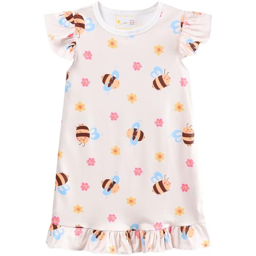 Girls Nightgown Toddler Nightwear Dress Kids Toddler Sleepwear Nightshirt Ruffled Summer Casual Nighties 2-8 Years