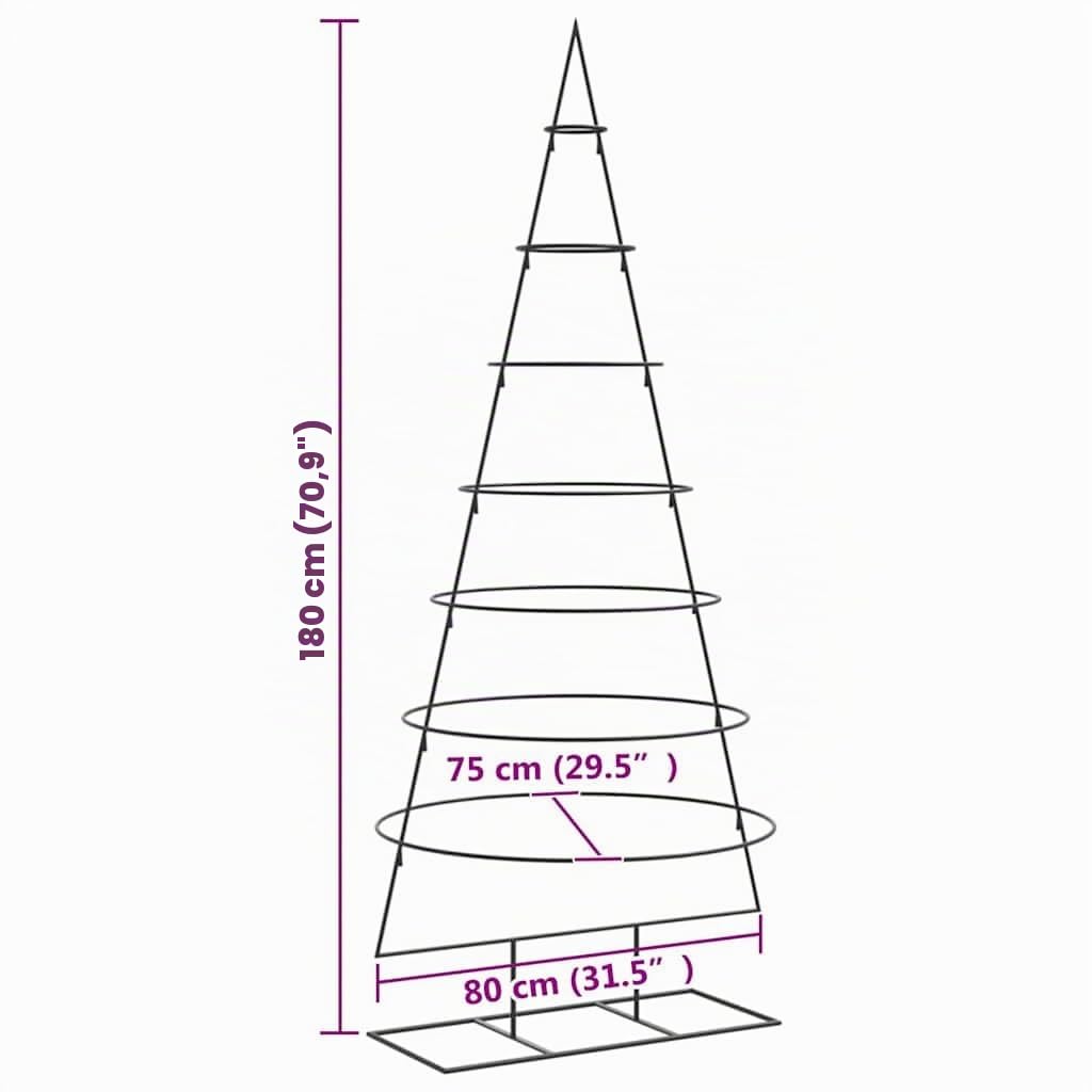 vidaXL Albero di Natale Decorativo in Metallo Nero 180 cm
