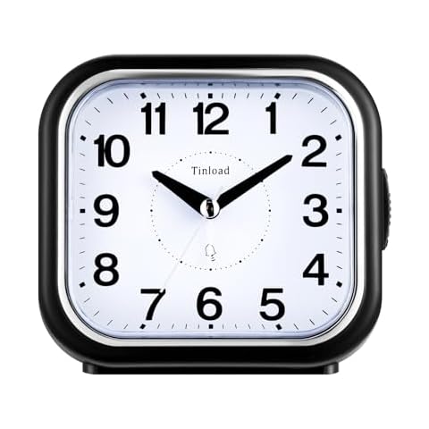 Tinload Loud Alarm Clock for Heavy Sleepers Adults, Silent No Ticking, Battery Operated, Lighted on Demand and Snooze(Black-A) Cover