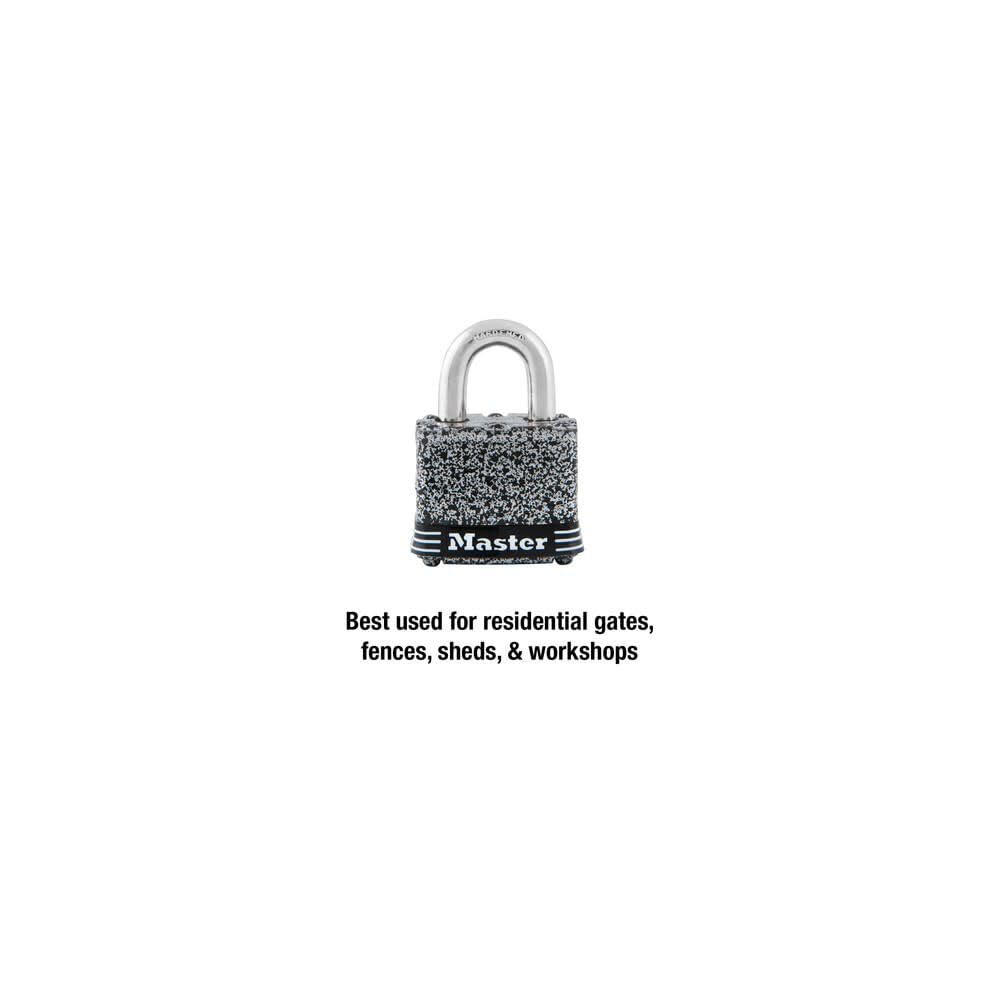 Laminated Keyed Padlock, 4-Pin Cylinder, Steel + Rust-oleum Finish, 1-1/2 In. - 380D
