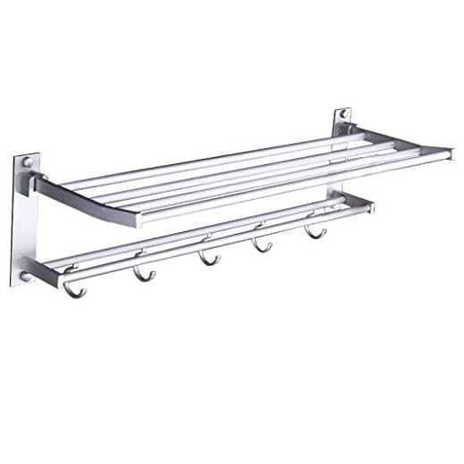 Handduksstångställ, dubbelvikt tillbehör handduksstång modern förvaringsorganisatör för toalett-punch-58 cm (23 tum)